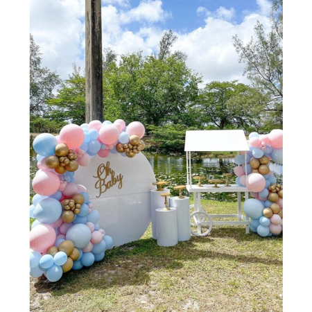 Baloane decorative pentru BABY SHOWER, , Arcada Set 106 baloane din latex, Model Petrecere, Baloane Party, 12 cm, 30 cm, 45 cm, Roz, Albastru, Gold [2]