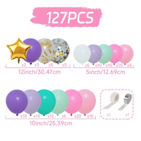 Baloane pentru Arcada HAPPY BIRTHDAY, , baloane decorative din Latex, Set Mix 127 Baloane Colorate, Multicolor [3]