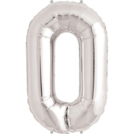 ✨TOATE PRODUSELE✨ - Balon din Folie , Cifra 0, 81 cm, Pentru Aer sau Heliu, Bulk, Argintiu