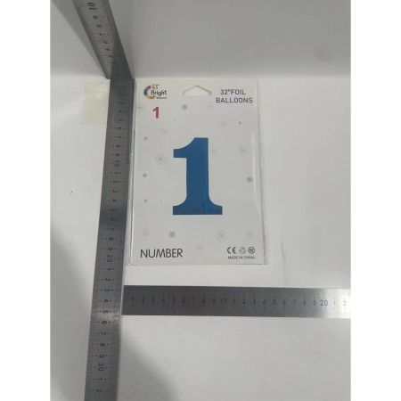 Balon din Folie , Cifra 1, 81 cm, Pentru Aer sau Heliu, Bulk, Albastru [6]