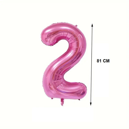 Balon din Folie , Cifra 2, 81 cm, Pentru Aer sau Heliu, Mov [1]