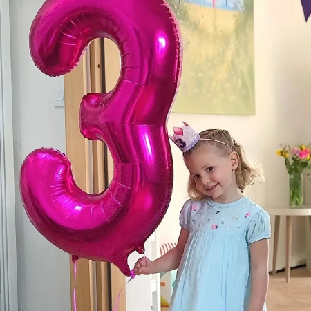 Balon din Folie , Cifra 3, 81 cm, Pentru Aer sau Heliu, Mov [1]