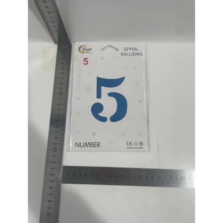 Balon din Folie , Cifra 5, 81 cm, Pentru Aer sau Heliu, Bulk, Albastru [4]