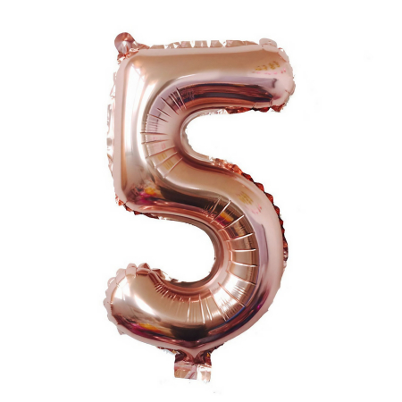 ✨TOATE PRODUSELE✨ - Balon din Folie , Cifra 5, 81 cm, Pentru Aer sau Heliu, Bulk, Roz Auriu