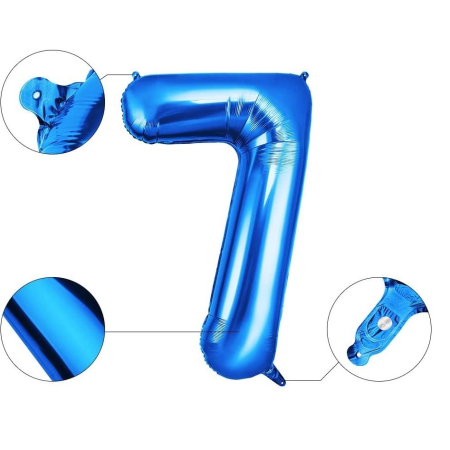Balon din Folie , Cifra 7, 81 cm, Pentru Aer sau Heliu, Bulk, Albastru [2]