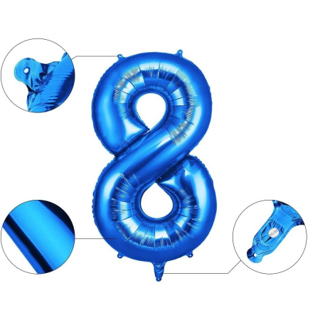 Balon din Folie , Cifra 8, 81 cm, Pentru Aer sau Heliu, Bulk, Albastru [2]