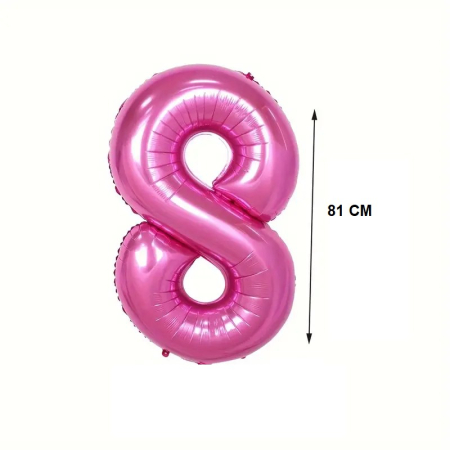 Balon din Folie , Cifra 8, 81 cm, Pentru Aer sau Heliu, Bulk, Roz [1]