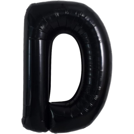 Balon din folie metalizata, 40 cm, Balon Folie Metalizata Litera D, , 40 cm, Umflati cu Heliu sau Aer, Ambalaj Individual, Pai inclus, Negru, Litera D [4]