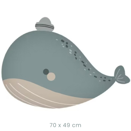 Balon din Folie Metalizata, , Figurina Animata, Model Balena, 70 x 49 cm, Ambalaj Individual, Pai Inclus, Umflare cu Aer sau Heliu, Albastru [1]