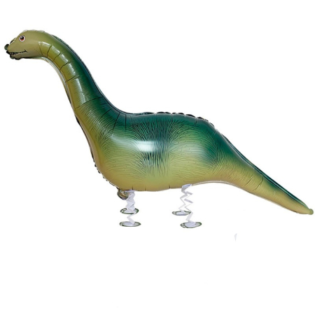 Figurine si Baloane 3D - Balon din Folie Metalizata, , Figurina Animata, Model Dinozaur cu Ou, 113x49 cm, Ambalaj Individual, Pai Inclus, Umflare cu Aer sau Heliu, Verde inchis