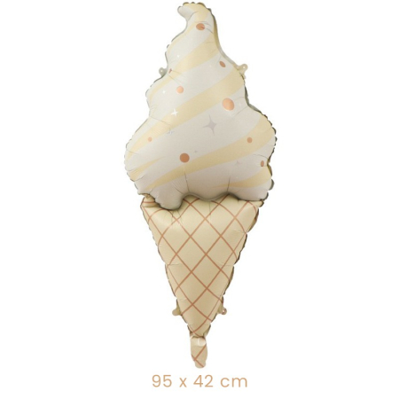 Balon din Folie Metalizata, , Figurina Animata, Model Inghetata, 95 x 42 cm, Ambalaj Individual, Pai Inclus, Umflare cu Aer sau Heliu, Maro [1]