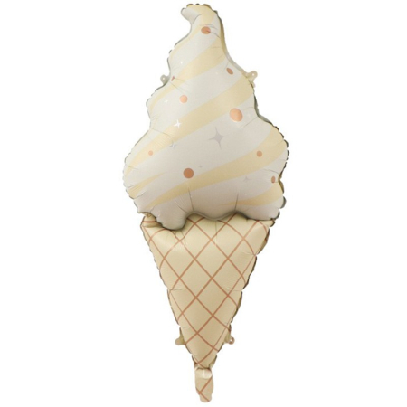 Figurine si Baloane 3D - Balon din Folie Metalizata, , Figurina Animata, Model Inghetata, 95 x 42 cm, Ambalaj Individual, Pai Inclus, Umflare cu Aer sau Heliu, Maro