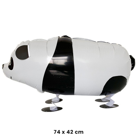 Balon din Folie Metalizata, , Figurina Animata, Model Panda, 74x42 cm, Ambalaj Individual, Pai Inclus, Umflare cu Aer sau Heliu, Alb-negru [1]