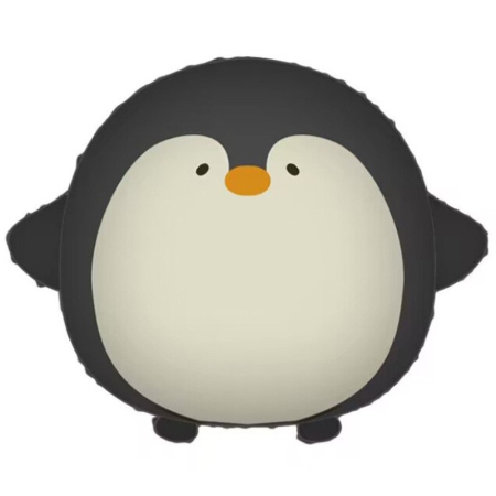 Figurine si Baloane 3D - Balon din Folie Metalizata, , Figurina Animata, Model Pinguin, 54 x 48 cm, Ambalaj Individual, Pai Inclus, Umflare cu Aer sau Heliu, Negru