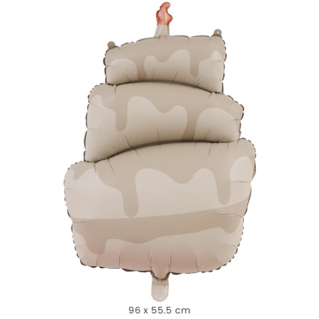 Balon din Folie Metalizata, , Figurina Animata, Model Tort, 96 x 55.5 cm, Ambalaj Individual, Pai Inclus, Umflare cu Aer sau Heliu, Maro [1]