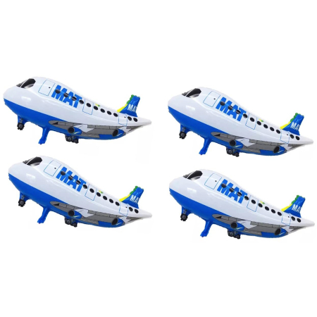 Balon din Folie Metalizata, , Figurina Avion, Tema Aeronava, 44x82.5 cm, Ambalaj Individual, Pai Inclus, Umflare cu Aer sau Heliu, Alb [2]