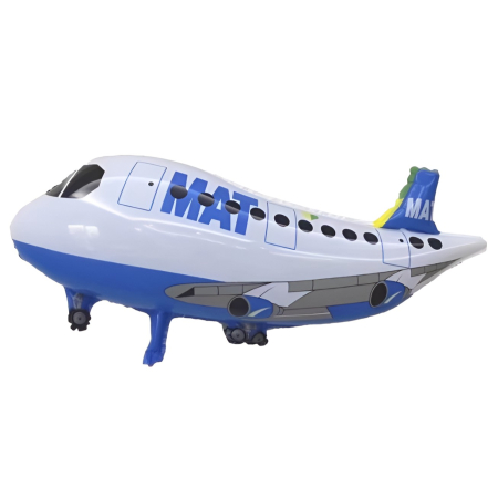 ✨TOATE PRODUSELE✨ - Balon din Folie Metalizata, , Figurina Avion, Tema Aeronava, 44x82.5 cm, Ambalaj Individual, Pai Inclus, Umflare cu Aer sau Heliu, Alb