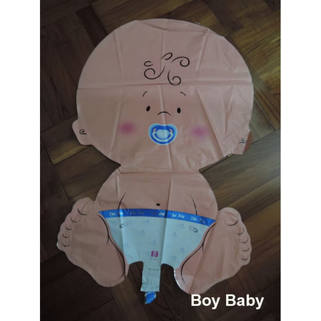 Balon din Folie Metalizata, , Figurina Baietel, Tema Botez, 73x48 cm, Ambalaj Individual, Pai Inclus, Umflare cu Aer sau Heliu, Albastru [8]