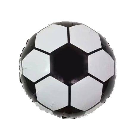 ✨TOATE PRODUSELE✨ - Balon din Folie Metalizata, , Figurina Cerc, Model Minge de Fotbal, Tematica Sport, 45 cm, Ambalaj Individual, Pai Inclus, Umflare cu Aer sau Heliu, Alb-Negru