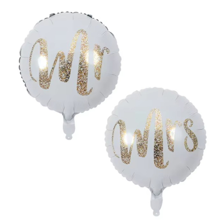 Balon din Folie Metalizata, , Figurina Cerc, Model MR, Tematica Nunta, 45 cm, Ambalaj Individual, Pai Inclus, Umflare cu Aer sau Heliu, Alb [5]