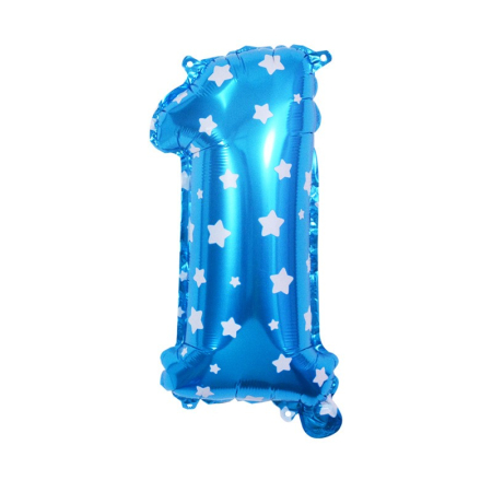 ✨TOATE PRODUSELE✨ - Balon din Folie Metalizata , Figurina Cifra, Imprimeu Stele, Tema Aniversare 80 cm, Ambalaj Individual, Pai inclus, Umflare cu Aer sau Heliu, Albastru, Cifra 1