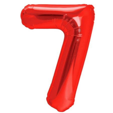 ✨TOATE PRODUSELE✨ - Balon din Folie Metalizata, , Figurina Cifra, Model 7, Tema Aniversare 40 cm, Ambalaj Individual, Pai Inclus, Umflare cu Aer sau Heliu, Rosu