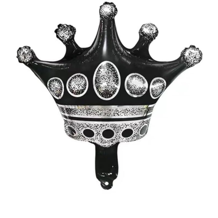 Balon din Folie Metalizata , Figurina Cifra si Coroana, Scris Happy Birthday, Tema Aniversare 100 cm, Ambalaj Individual, Pai inclus, Umflare cu Aer sau Heliu, Negru, Cifra 0 [7]