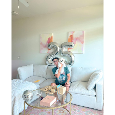 Balon din Folie Metalizata, , Figurina Cifra, Tema Aniversare 100 cm, Ambalaj Individual, Pai inclus, Umflare cu Aer sau Heliu, Argintiu, Cifra 5 [5]