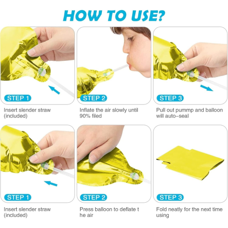 Balon din Folie Metalizata , Figurina Cifra, Tema Aniversare 100 cm, Ambalaj Individual, Pai inclus, Umflare cu Aer sau Heliu, Auriu, Cifra 9 [9]