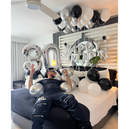 Balon din Folie Metalizata, , Figurina Cifra, Tema Aniversare 40 cm, Ambalaj Individual, Pai inclus, Umflare cu Aer sau Heliu, Argintiu, Cifra 0 [6]