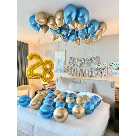 Balon din Folie Metalizata , Figurina Cifra, Tema Aniversare 40 cm, Ambalaj Individual, Pai inclus, Umflare cu Aer sau Heliu, Auriu, Cifra 8 [7]