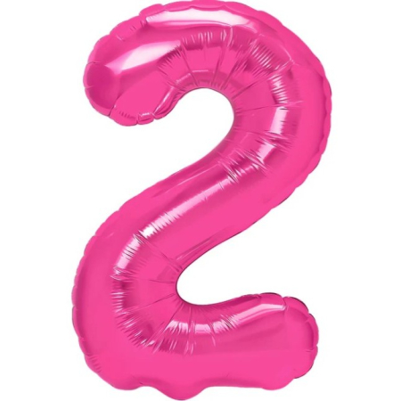 ✨TOATE PRODUSELE✨ - Balon din Folie Metalizata , Figurina Cifra, Tema Aniversare 40 cm, Ambalaj Individual, Pai inclus, Umflare cu Aer sau Heliu, Roz, Cifra 2