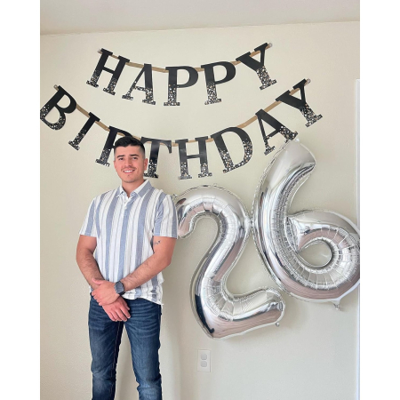 Balon din Folie Metalizata, , Figurina Cifra, Tema Aniversare 80 cm, Ambalaj Individual, Pai inclus, Umflare cu Aer sau Heliu, Argintiu, Cifra 6 [6]