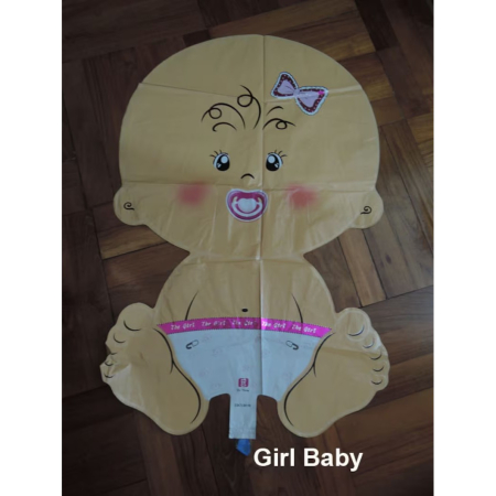 Balon din Folie Metalizata, , Figurina Fetita, Tema Botez, 73x48 cm, Ambalaj Individual, Pai Inclus, Umflare cu Aer sau Heliu, Roz [7]