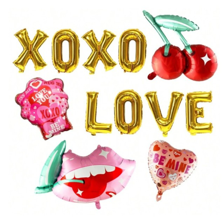 Balon din Folie Metalizata, , Figurina Inimioara, Model BE MINE, Tematica Iubire, 45 cm, Ambalaj Individual, Pai Inclus, Umflare cu Aer sau Heliu, Rosu [4]