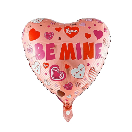 ✨TOATE PRODUSELE✨ - Balon din Folie Metalizata, , Figurina Inimioara, Model BE MINE, Tematica Iubire, 45 cm, Ambalaj Individual, Pai Inclus, Umflare cu Aer sau Heliu, Rosu