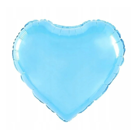 Balon din Folie Metalizata, , Figurina Inimioara, Model Simplu, Tematica Iubire, 40 cm, Ambalaj Individual, Pai Inclus, Umflare cu Aer sau Heliu, Bleu [1]