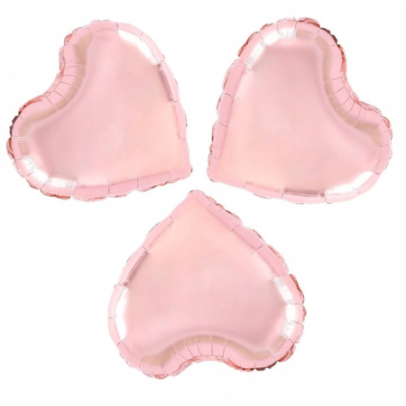 Balon din Folie Metalizata, , Figurina Inimioara, Model Simplu, Tematica Iubire, 40 cm, Ambalaj Individual, Pai Inclus, Umflare cu Aer sau Heliu, Rose [2]