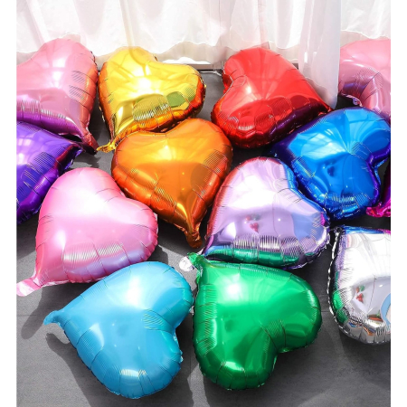 Balon din Folie Metalizata, , Figurina Inimioara, Model Simplu, Tematica Iubire, 40 cm, Ambalaj Individual, Pai Inclus, Umflare cu Aer sau Heliu, Verde [3]