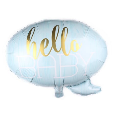 ✨TOATE PRODUSELE✨ - Balon din Folie Metalizata, , Figurina Norisor, Tema Hello Baby , 59x50 cm, Ambalaj Individual, Pai Inclus, Umflare cu Aer sau Heliu, Albastru