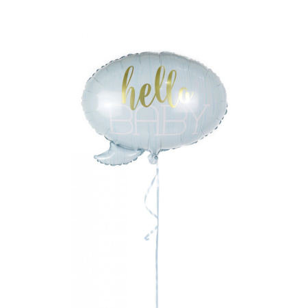 Balon din Folie Metalizata, , Figurina Norisor, Tema Hello Baby , 59x50 cm, Ambalaj Individual, Pai Inclus, Umflare cu Aer sau Heliu, Albastru [3]