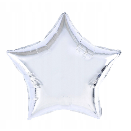 Balon din Folie Metalizata, , Figurina Stea, Model Simplu, Tematica Aniversare, 40 cm, Ambalaj Individual, Pai Inclus, Umflare cu Aer sau Heliu, Argintiu [2]