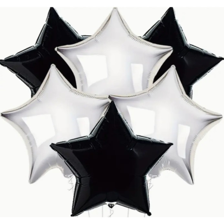 Balon din Folie Metalizata, , Figurina Stea, Model Simplu, Tematica Aniversare, 40 cm, Ambalaj Individual, Pai Inclus, Umflare cu Aer sau Heliu, Argintiu [4]