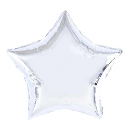✨TOATE PRODUSELE✨ - Balon din Folie Metalizata, , Figurina Stea, Model Simplu, Tematica Aniversare, 40 cm, Ambalaj Individual, Pai Inclus, Umflare cu Aer sau Heliu, Argintiu