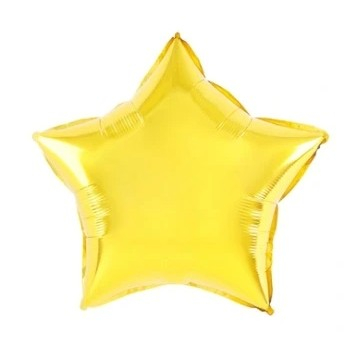 Balon din Folie Metalizata, , Figurina Stea, Model Simplu, Tematica Aniversare, 40 cm, Ambalaj Individual, Pai Inclus, Umflare cu Aer sau Heliu, Auriu [1]