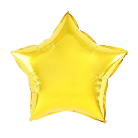 ✨TOATE PRODUSELE✨ - Balon din Folie Metalizata, , Figurina Stea, Model Simplu, Tematica Aniversare, 40 cm, Ambalaj Individual, Pai Inclus, Umflare cu Aer sau Heliu, Auriu