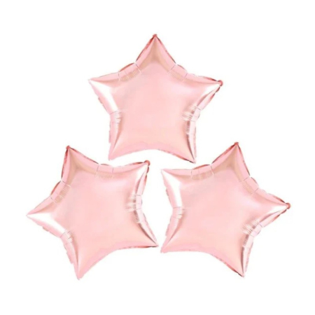 Balon din Folie Metalizata, , Figurina Stea, Model Simplu, Tematica Aniversare, 40 cm, Ambalaj Individual, Pai Inclus, Umflare cu Aer sau Heliu, Rose [1]