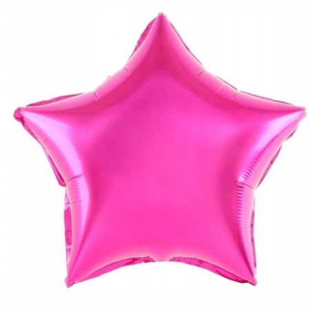 Balon din Folie Metalizata, , Figurina Stea, Model Simplu, Tematica Aniversare, 40 cm, Ambalaj Individual, Pai Inclus, Umflare cu Aer sau Heliu, Roz [2]
