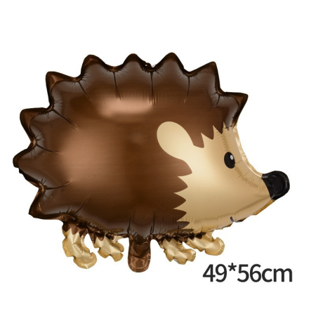 Balon din Folie Metalizata, , Figurine Animalute, Model Arici, 49x56 cm, Ambalaj Individual, Pai Inclus, Umflare cu Aer sau Heliu, Maro [1]