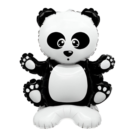 ✨TOATE PRODUSELE✨ - Balon din Folie Metalizata, , Figurine Animăluțe, Model Panda, 43x59cm, Ambalaj Individual, Pai Inclus, Umflare cu Aer sau Heliu, Alb Negru
